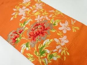 アンティーク　草花模様織出し名古屋帯（材料）